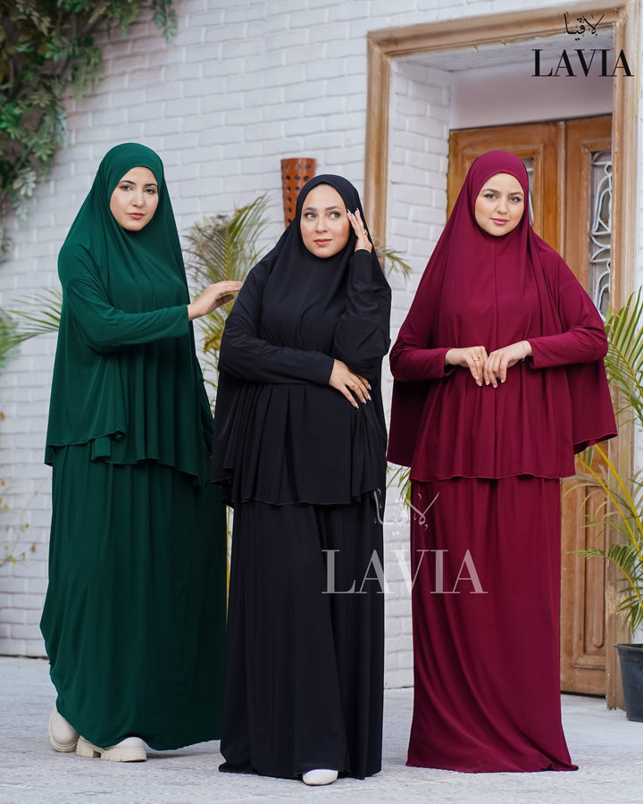 طقم صلاه مع يدين لون خمري - Lavia