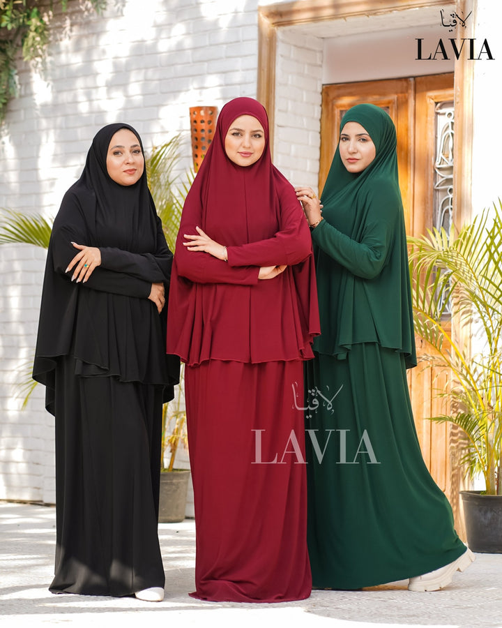 طقم صلاه مع يدين لون خمري - Lavia