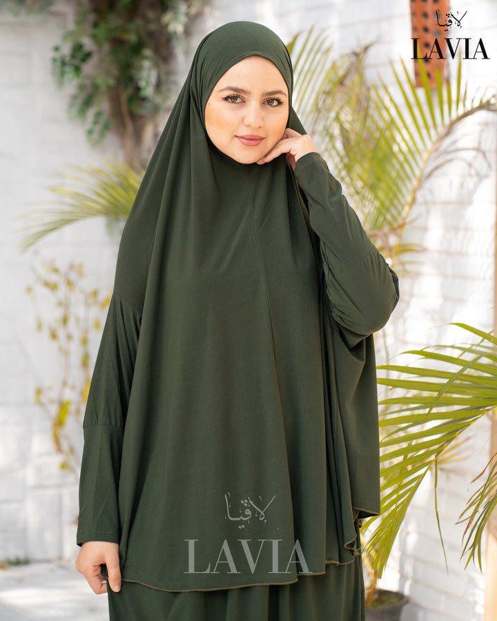 طقم صلاه مع يدين لون زيتي - Lavia